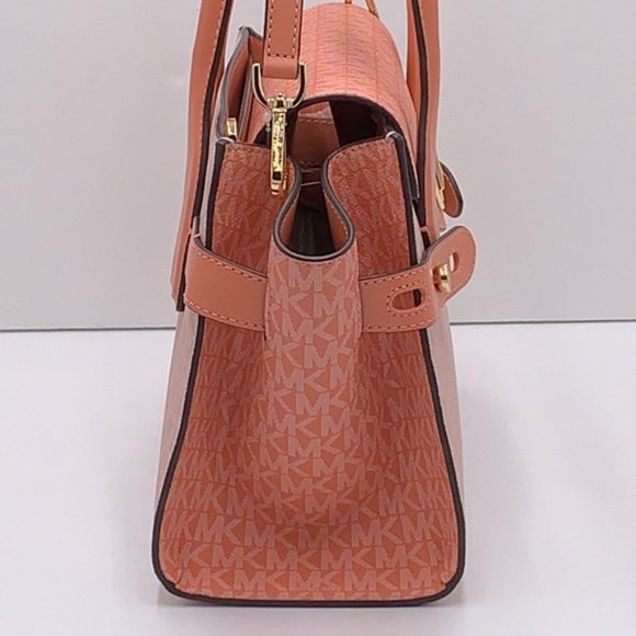 Michael Kors Carmen Medium Color-Block Logo Satchel Crossbody Sherbert Multi - Picture 13 of 16